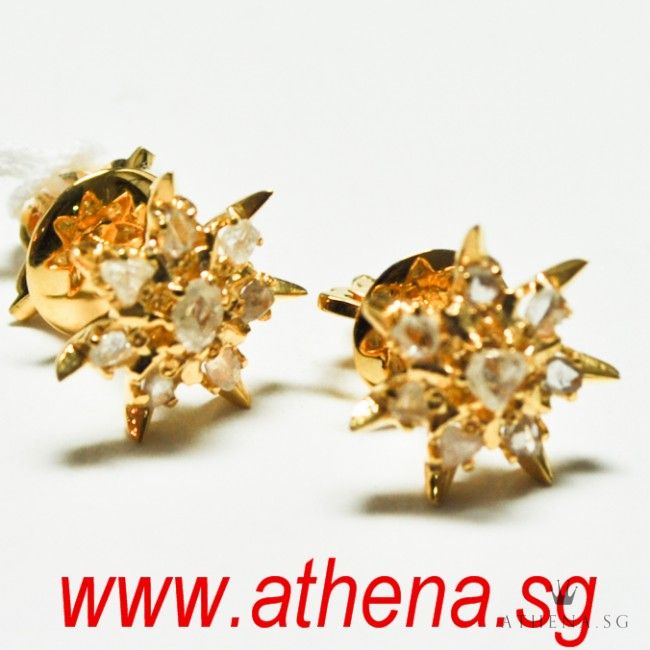 18K ANTIQUE DESIGN INTAN EARSTUD 2.81G - Image 2