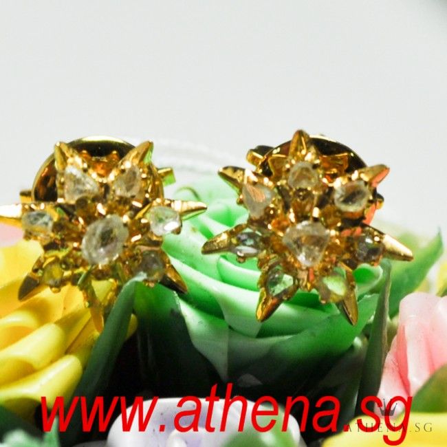 18K ANTIQUE DESIGN INTAN EARSTUD 2.81G - Image 3
