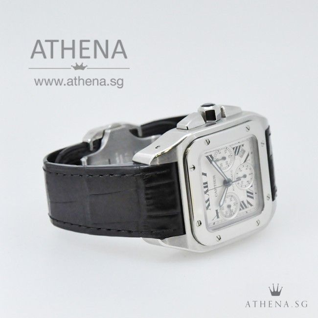 CARTIER SANTOS XL 100 CHRONOGRAPH AUTOMATIC W20090X8 WITH BOX, CERT & BRAND NEW CARTIER STRAP - Image 2