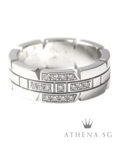 18K WHITE GOLD CARTIER TANK FRANCAISE DIAMOND RING 9.00G [SIZE 50] [WITH CERT] [NETT $3,200.00]