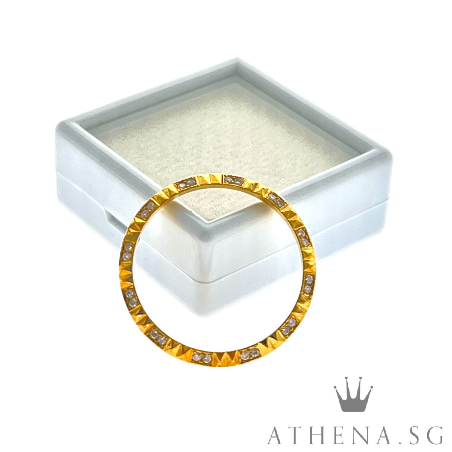 18K YELLOW GOLD MID SIZE DIAMOND BEZEL 3.78G 31MM