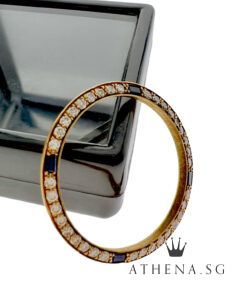 Alternative view of 18K YG MID SIZE WATCH DIAMOND BEZEL WITH BLUE SAPPHIRE 3.81G 31MM