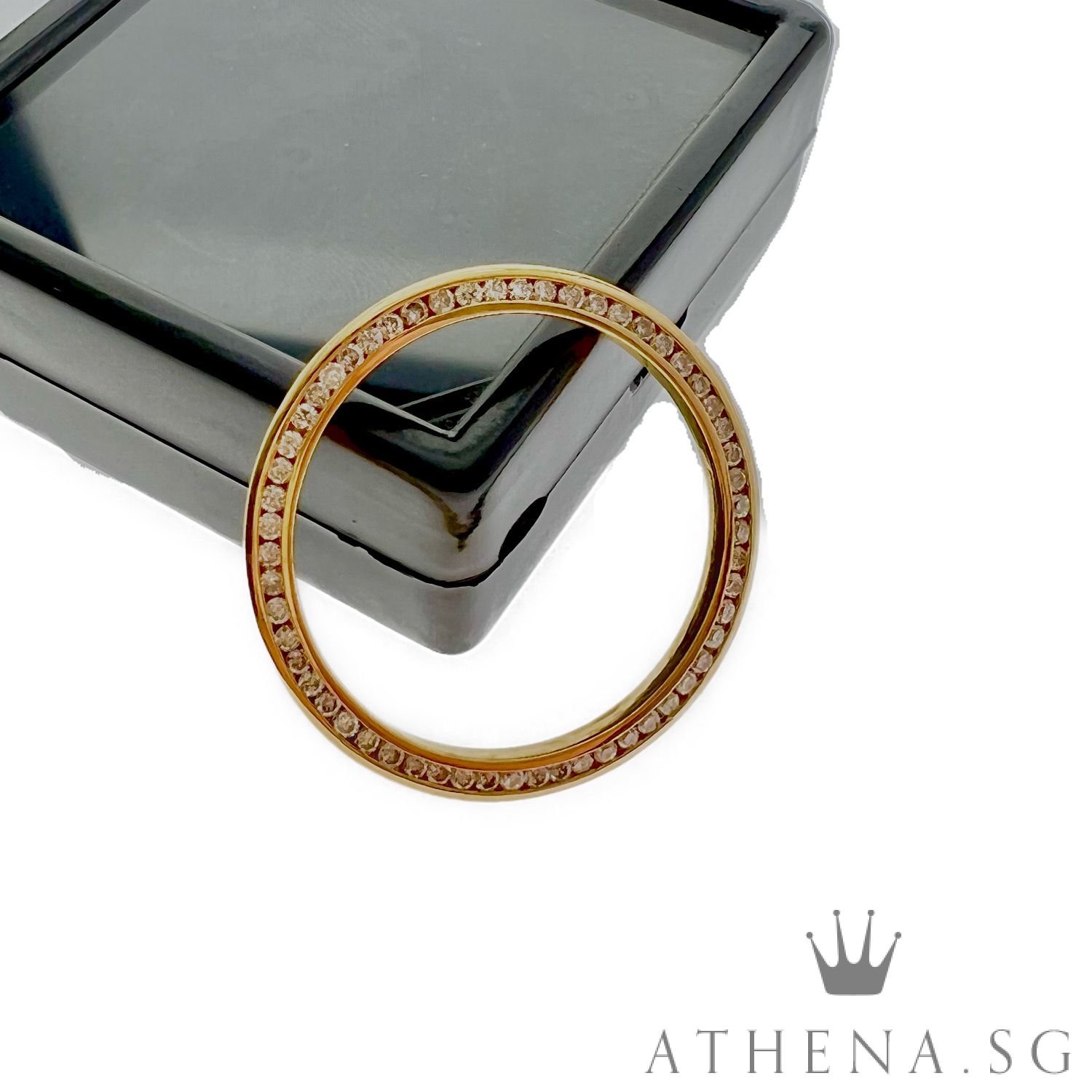 18K YELLOW GOLD MID SIZE FULL DIAMOND BEZEL 31MM - Image 2