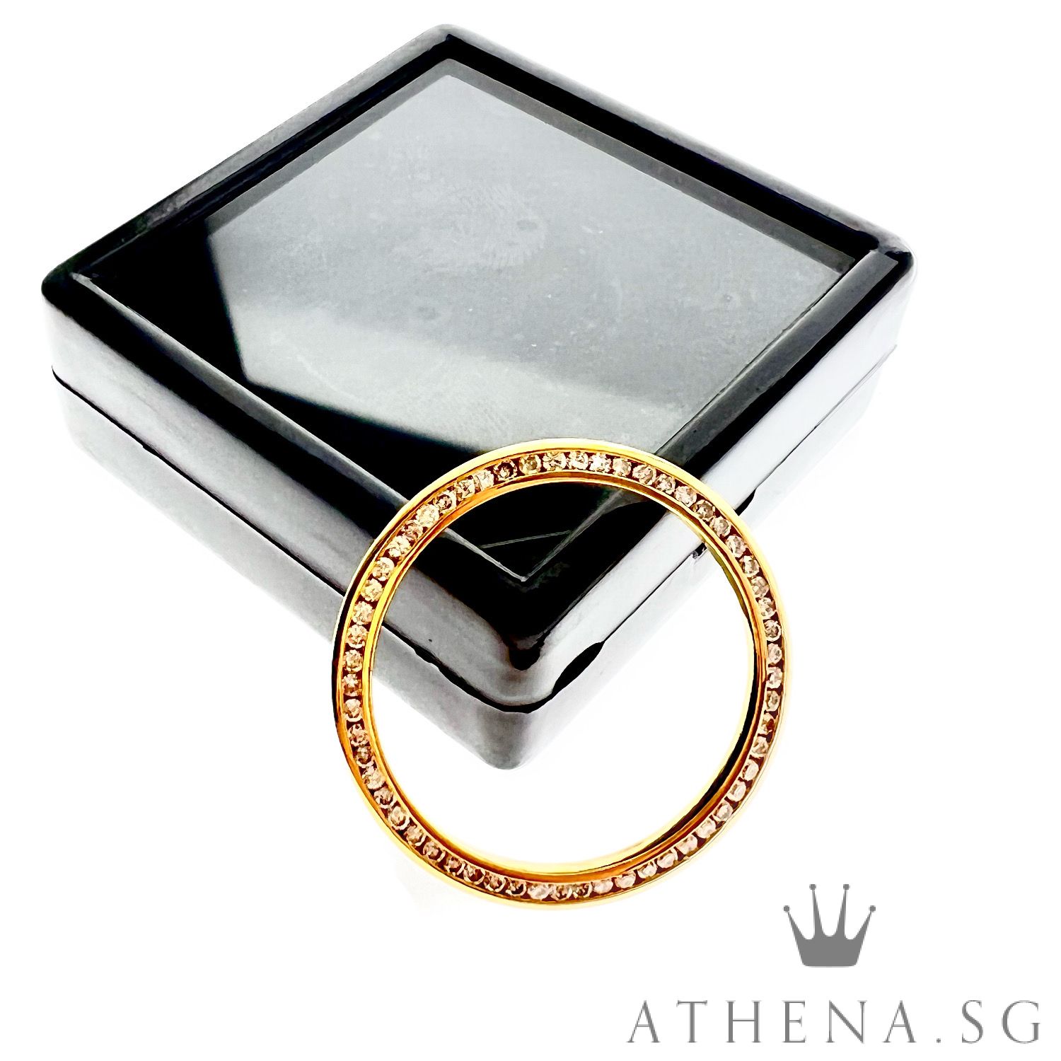 18K YELLOW GOLD MID SIZE FULL DIAMOND BEZEL 31MM