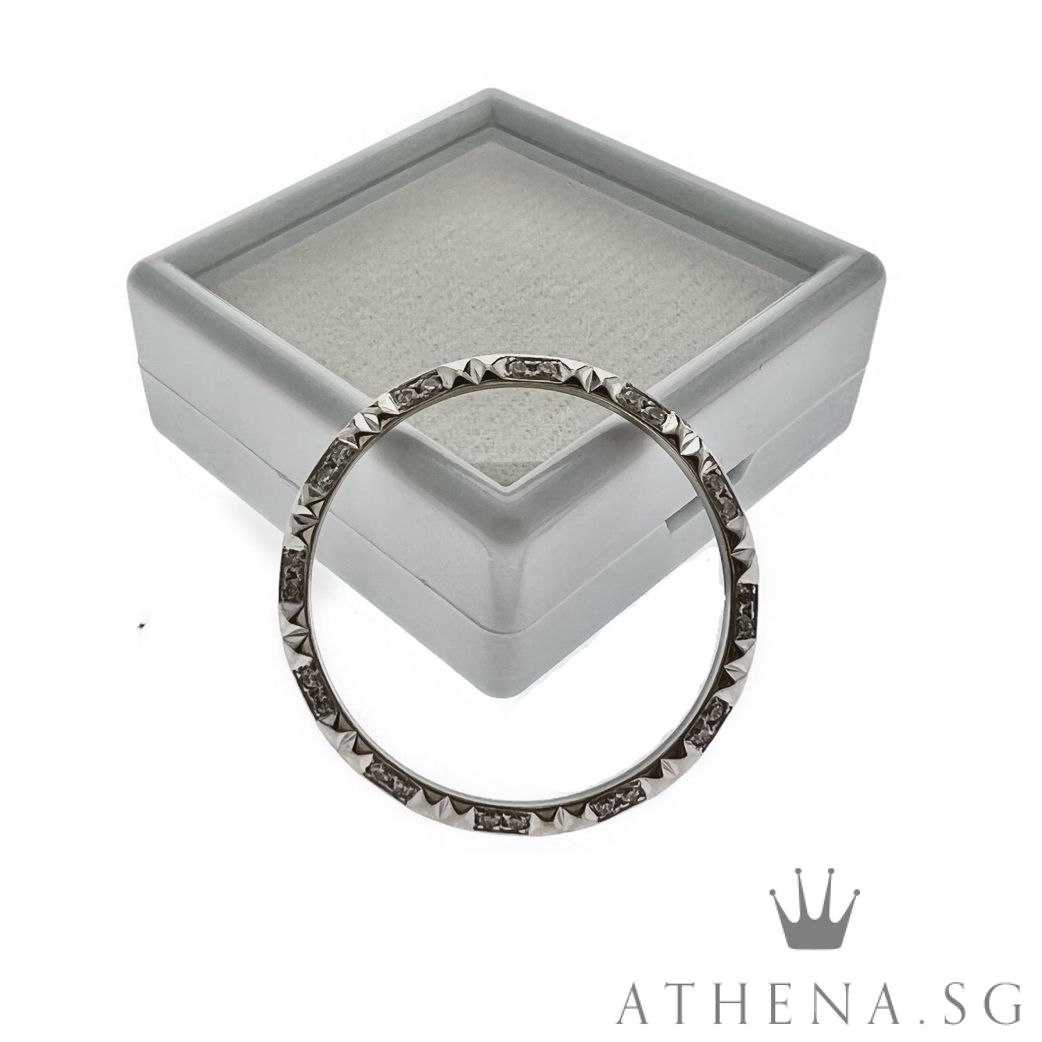 18K WHITE GOLD PINAPPLE DIAMOND BEZEL 31MM