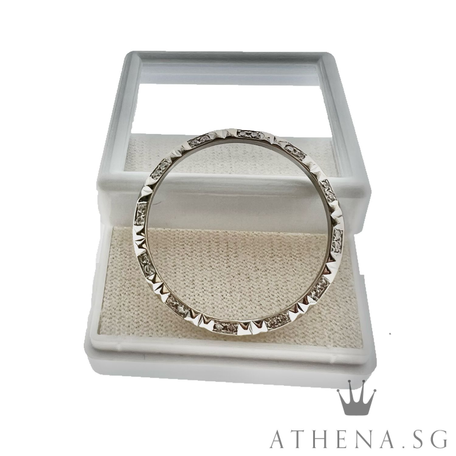 18K WHITE GOLD PINAPPLE DIAMOND BEZEL 31MM - Image 3