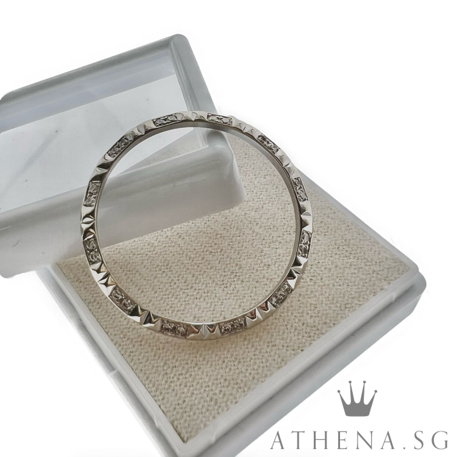 18K WHITE GOLD PINAPPLE DIAMOND BEZEL 31MM - Image 2