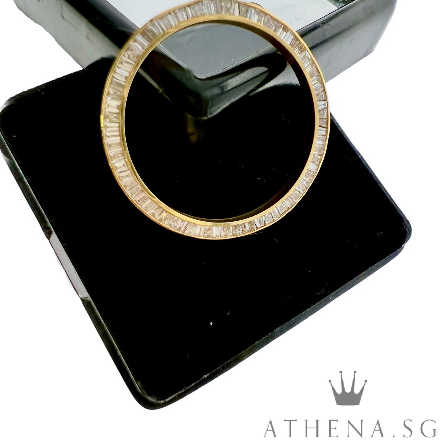 YELLOW GOLD CUSTOM MADE LADIES DATEJUST RECTANGLE BAGUETTE-CUT BEZEL 26MM - Image 2