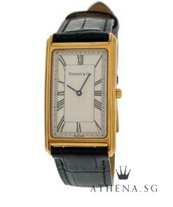 TIFFANY & CO. 18K YELLOW GOLD RECTANGULAR QUARTZ WATCH M243