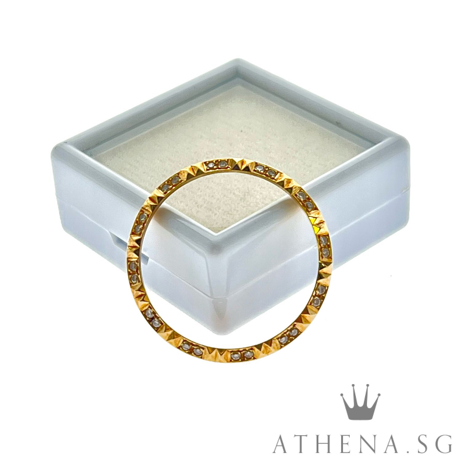 18K YG MID SIZE DIAMOND WATCH BEZEL 4.18G 31MM