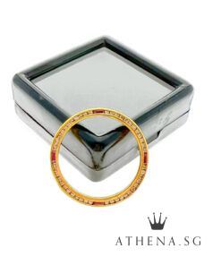 18K YG LADIES SIZE DIAMOND BEZEL WITH RUBY 2.91G 26MM