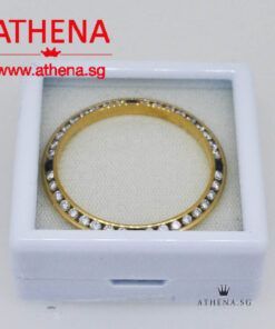 Alternative view of 20K YG MID SIZE BLUE SAPPHIRE WITH DIAMOND BEZEL 5.03G 31MM