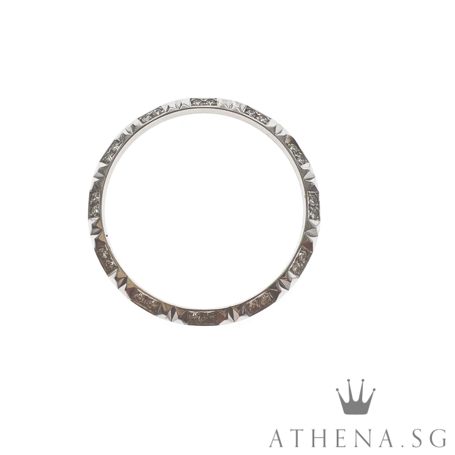 18K WHITE GOLD PINAPPLE DIAMOND BEZEL 4.33G 31MM - Image 3