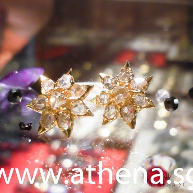 18K Y/G ANTIQUE DESIGN INTAN EARSTUD 5.10G