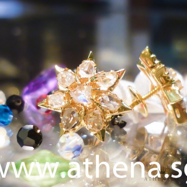 18K Y/G ANTIQUE DESIGN INTAN EARSTUD 5.10G - Image 2