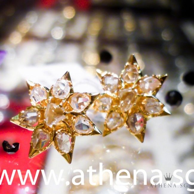 18K Y/G ANTIQUE DESIGN INTAN EARSTUD 5.10G - Image 3