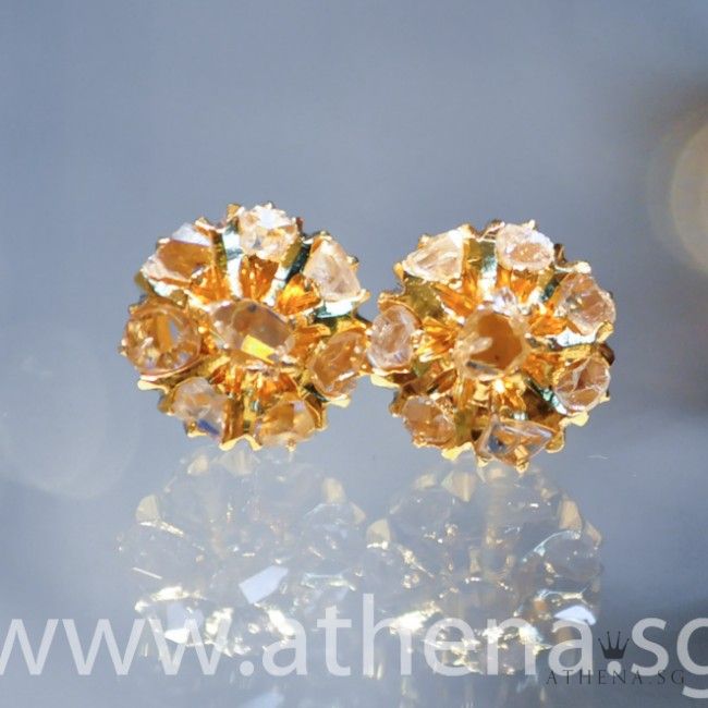 18K Y/G ANTIQUE DESIGN INTAN EARSTUD 3.77G - Image 2