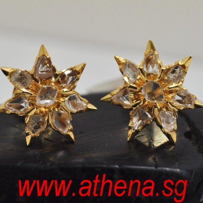 18K Y/G ANTIQUE DESIGN INTAN EARSTUD 6.05G
