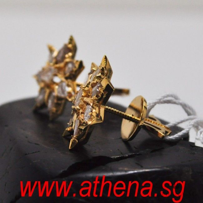 18K Y/G ANTIQUE DESIGN INTAN EARSTUD 6.05G - Image 2