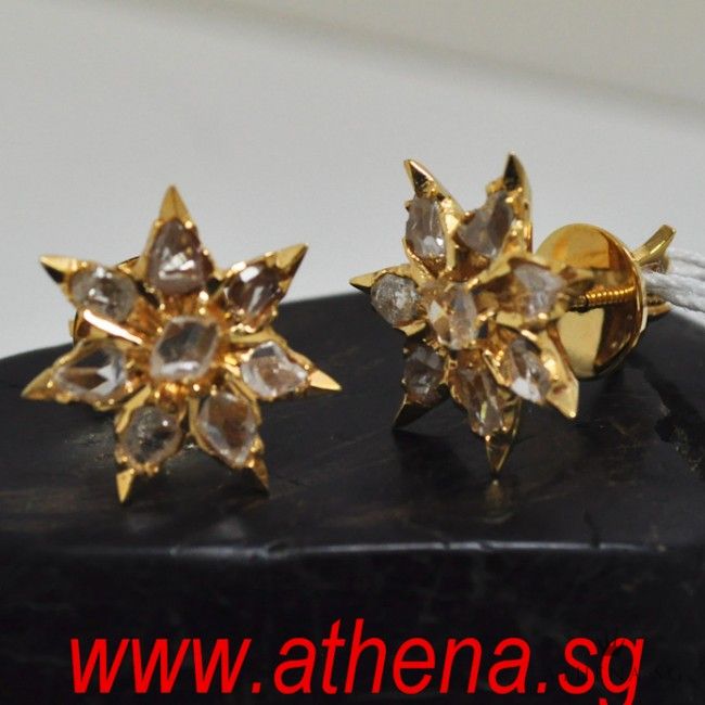 18K Y/G ANTIQUE DESIGN INTAN EARSTUD 6.05G - Image 3