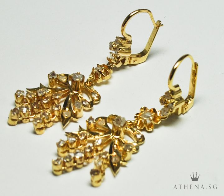 18K YG INTAN EARRING 7.96G - Image 3