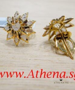 18K YG ANTIQUE DESIGN INTAN EARRINGS 2.75G