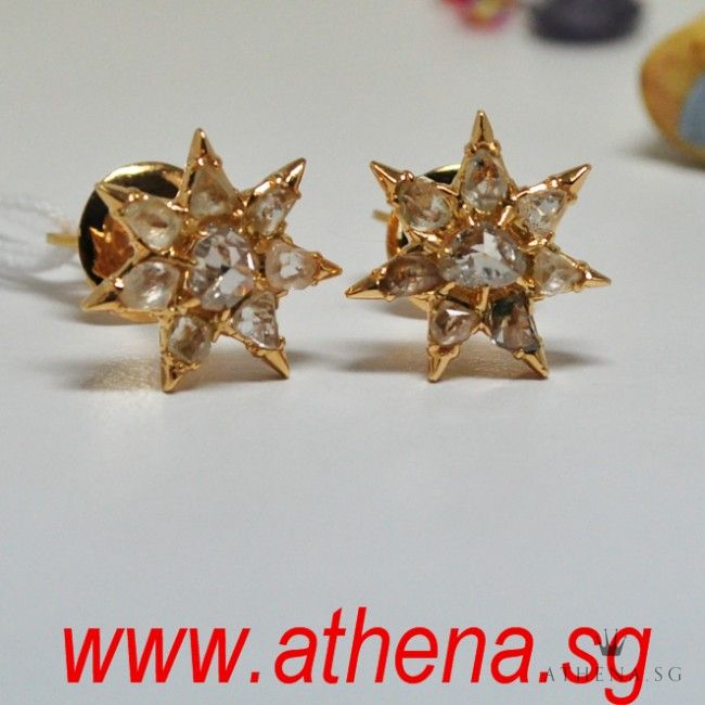 20K Y/G ANTIQUE DESIGN INTAN EARSTUD 5.09G