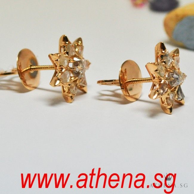 20K Y/G ANTIQUE DESIGN INTAN EARSTUD 5.09G - Image 2