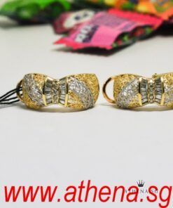 Alternative view of 18K 2 TONE RIBBON DESIGN DIAMOND EARRING D10-0.14CTS TD20-1.00CTS 12.87G