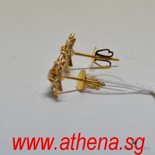 18K Y/G ANTIQUE DESIGN INTAN EARSTUD 2.14G - Image 3
