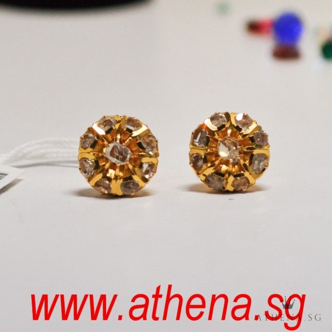 18K Y/G ANTIQUE INTAN DESIGN EARSTUD 3.17G