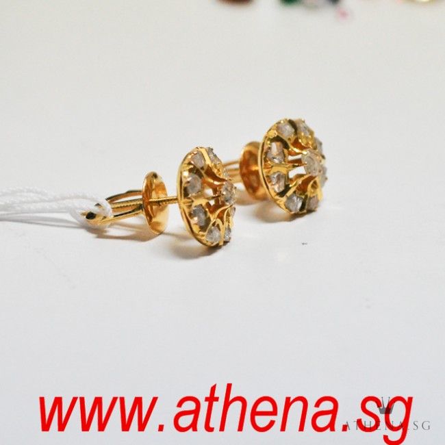 18K Y/G ANTIQUE INTAN DESIGN EARSTUD 3.17G - Image 2