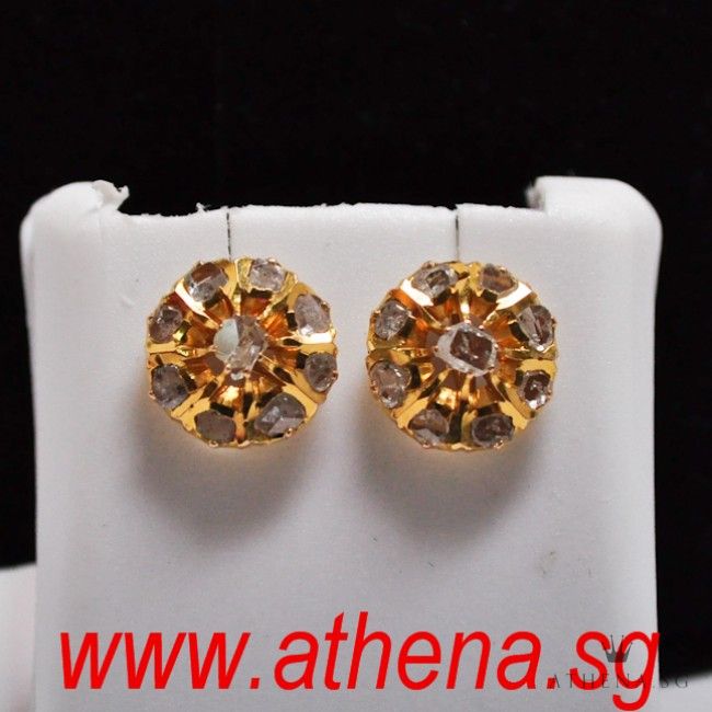 18K Y/G ANTIQUE INTAN DESIGN EARSTUD 3.17G - Image 3