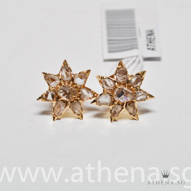 20K YG ANTIQUE DESIGN INTAN EARSTUD 4.40G