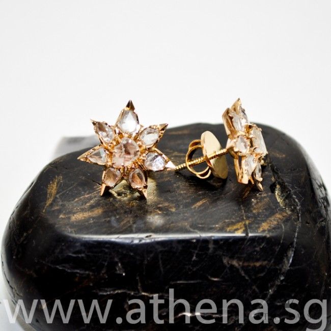 20K YG ANTIQUE DESIGN INTAN EARSTUD 4.40G - Image 3