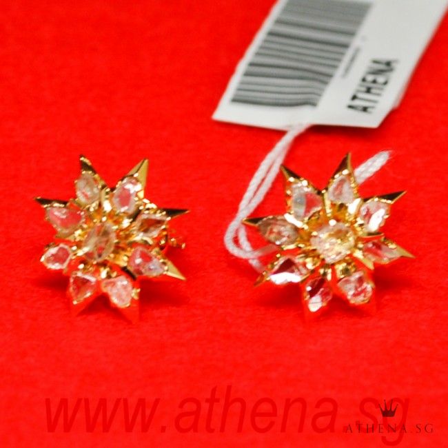 18K YG ANTIQUE DESIGN INTAN EARSTUD 3.53G