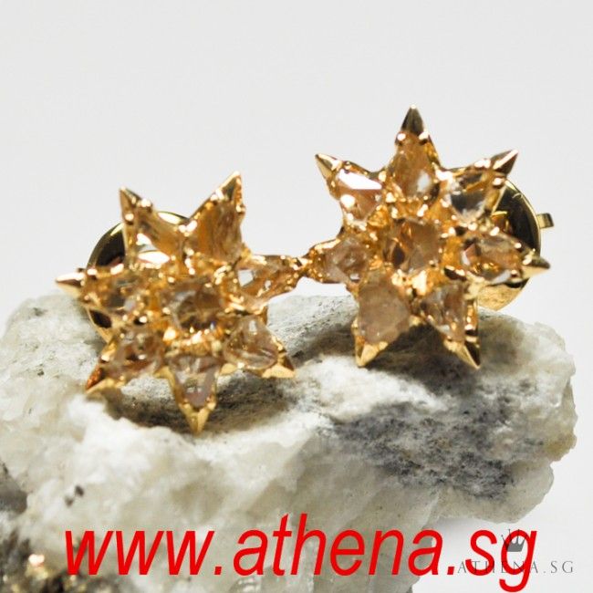 18K YG ANTIQUE DESIGN INTAN EARSTUD 3.81G