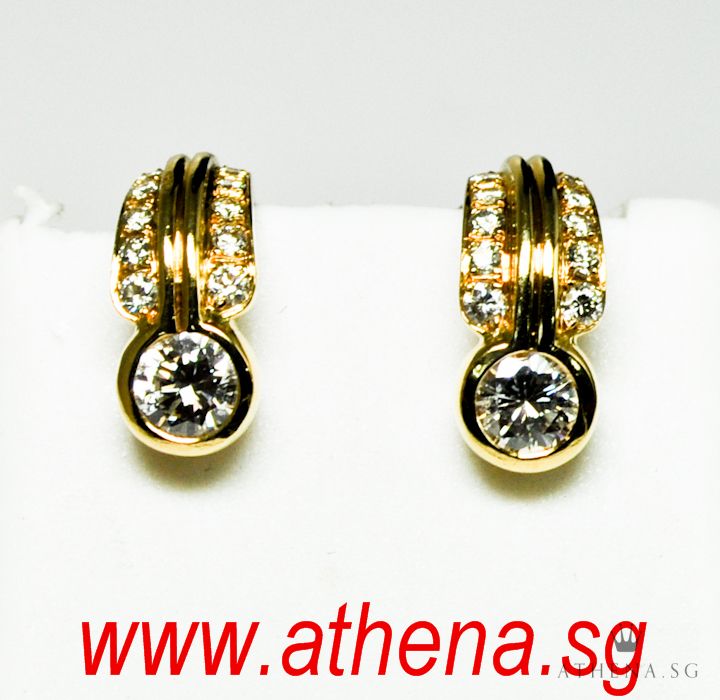 18K YG FANCY DESIGN DIAMOND EARRING D2-0.60CTS D20-0.52CTS 6.65G