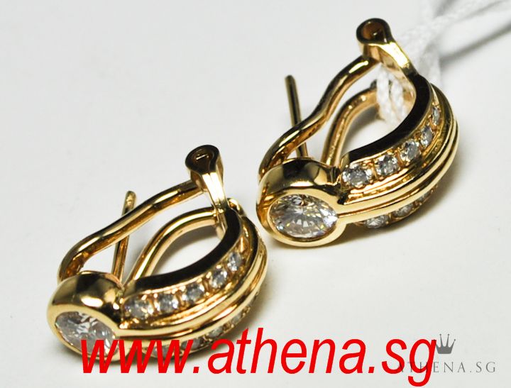 18K YG FANCY DESIGN DIAMOND EARRING D2-0.60CTS D20-0.52CTS 6.65G - Image 3