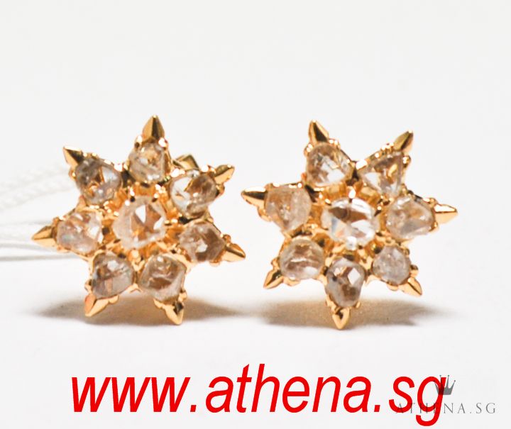 20K YG ANTIQUE DESIGN INTAN EARSTUD 3.00G - Image 2