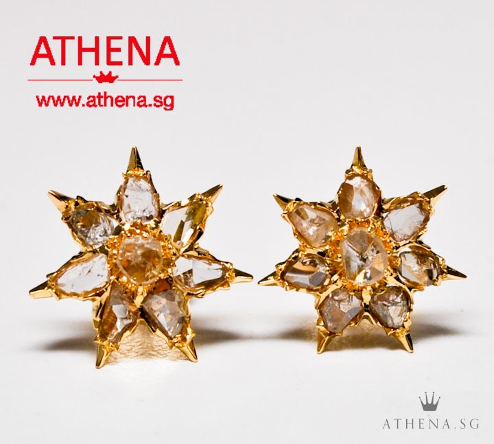 20K YG ANTIQUE DESIGN INTAN EARSTUD 3.98G