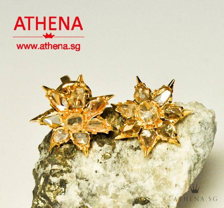 20K YG ANTIQUE DESIGN INTAN EARSTUD 3.98G - Image 2