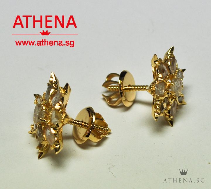 20K YG ANTIQUE DESIGN INTAN EARSTUD 3.98G - Image 3
