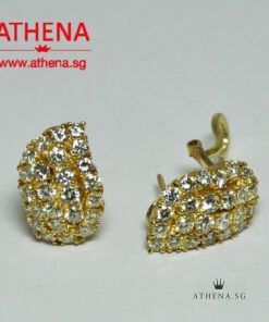 18K YG LEAF DESIGN DIAMOND EARRING D48-2.00CTS 8.45G