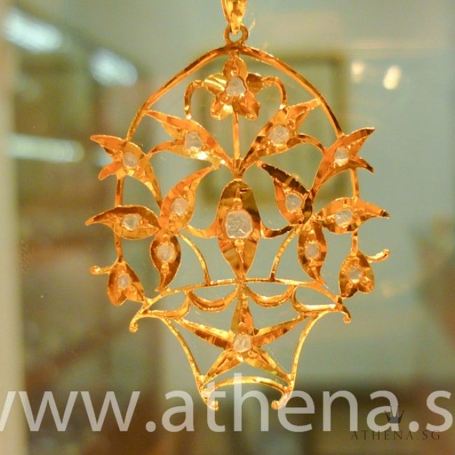 20K Y/G ANTIQUE INTAN DESIGN DIAMOND PENDANT 2.36G - Image 2