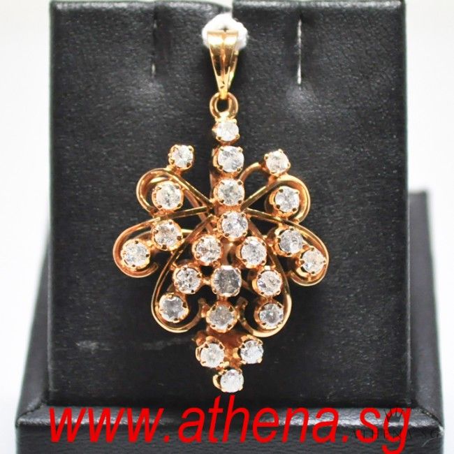 18K Y/G GRAPE DESIGN DIAMOND PENDANT D22-0.90CTS 5.90G