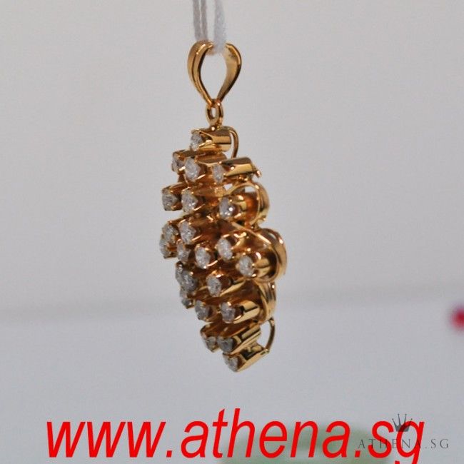 18K Y/G GRAPE DESIGN DIAMOND PENDANT D22-0.90CTS 5.90G - Image 2