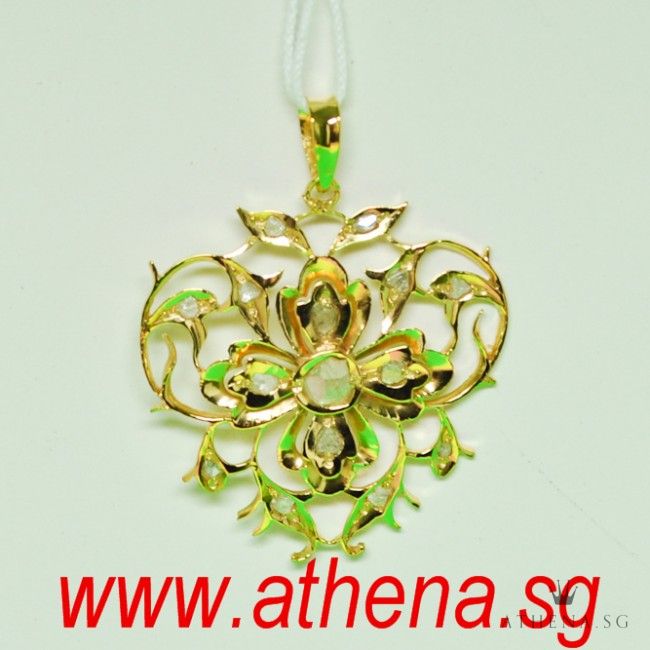 20K YG ANTIQUE DESIGN INTAN PENDANT 2.89G