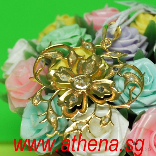 20K YG ANTIQUE DESIGN INTAN PENDANT 2.89G - Image 2