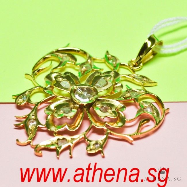 20K YG ANTIQUE DESIGN INTAN PENDANT 2.89G - Image 3